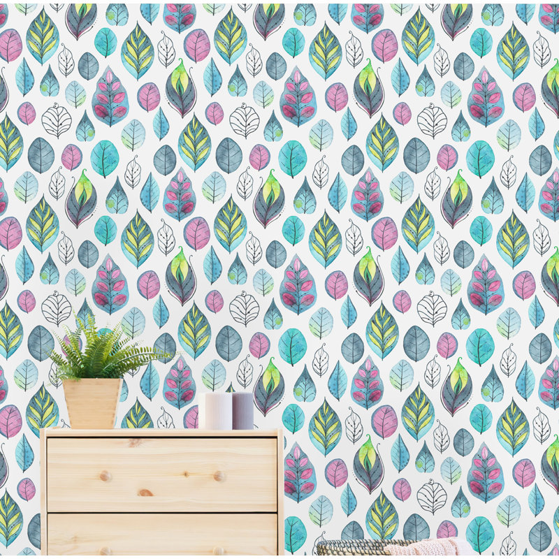 Rouleau de papier peint adhésif Tex Leaves, L 16,67 po x l 25 po