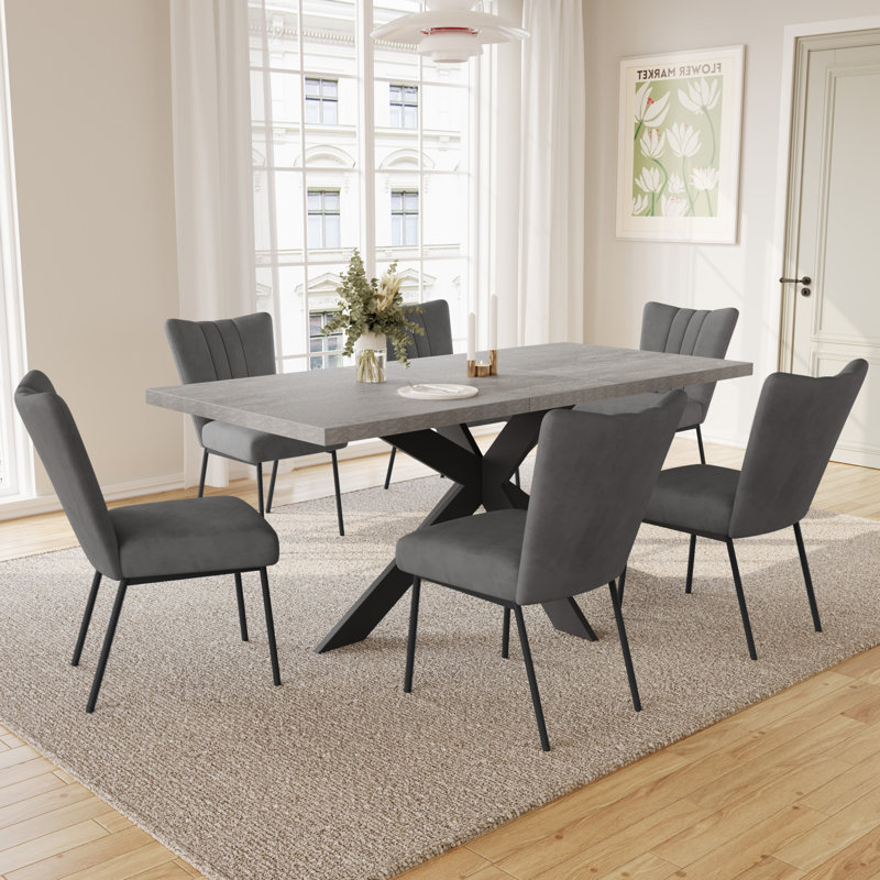 6 - Person Extendable Dining Set, Grey