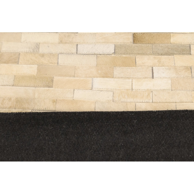 Tapis beige et moderne en cuir 4X6, Rectangle 4 pi x 6 pi