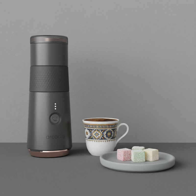 Arcadia Go Rechargeable Portable Turkish Coffee Maker, Black