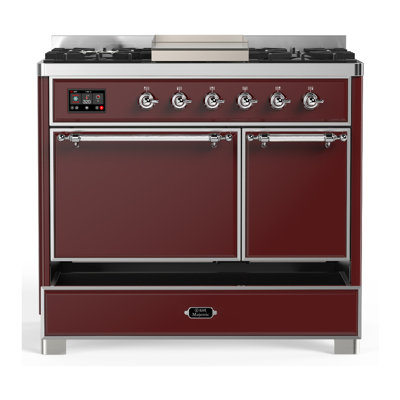 Majestic III Series 40 Inch Dual Fuel Range with 6 Sealed Burners, Griddle, in White (Natural Gas, Copper Trim)