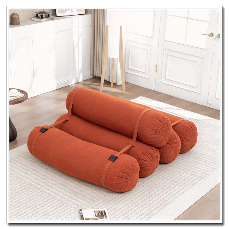 Chaise de plancher ajustable, canapé en velours côtelé avec sangles réglables, Orange
