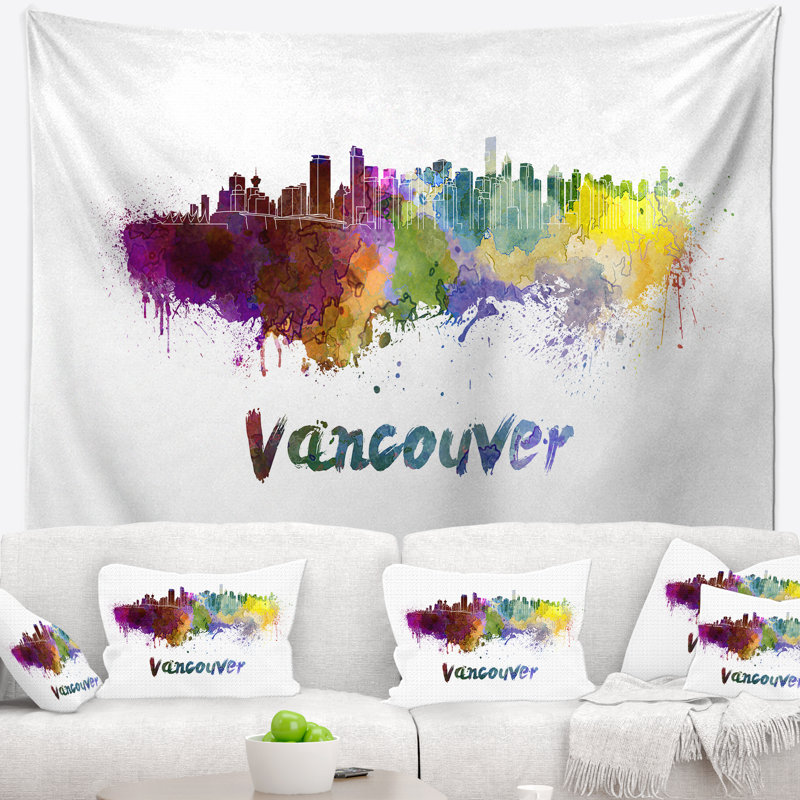 Tapisserie de skyline de vancouver Cityscape, H 32 po x l 39 po