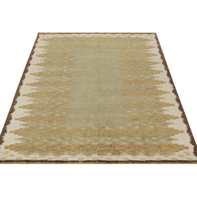 Scandinavian Hand Knotted Wool Geometric Area Rug