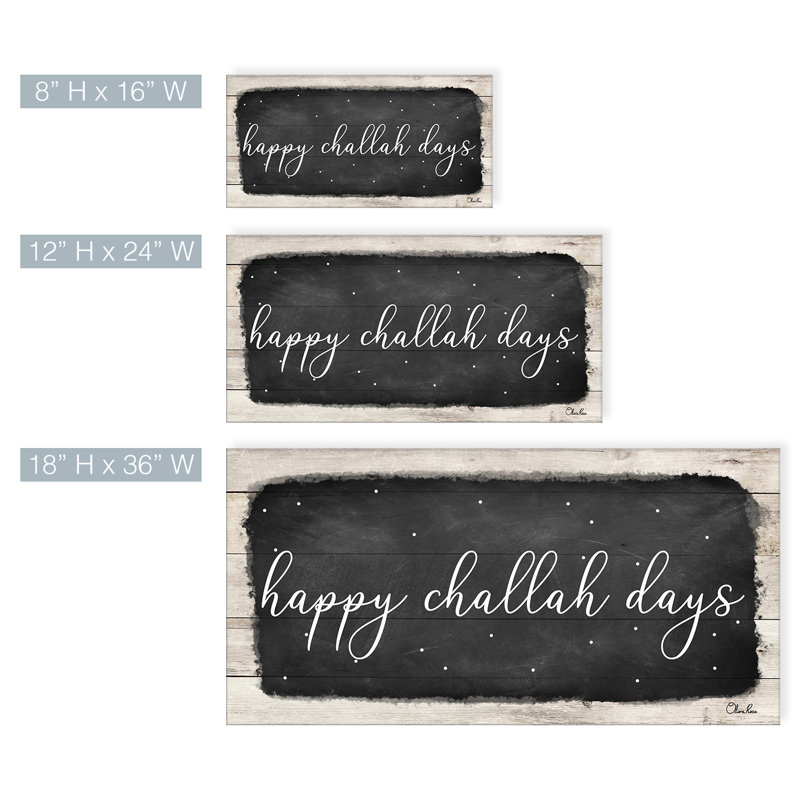 Reproduction d’art sur toile tendue « Happy challah Days » par Olivia, H 18 po x l 36 po x P 1,5 po
