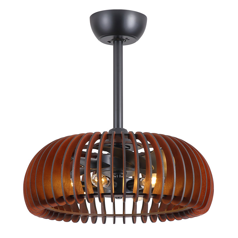20 inch 6 Lights Rustic Ceiling Fan Light,5 Reversible Blades DC Motor Fan, 6 Speed Ultra DC Quiet Light  with Remote Control for Bedroom, Living Room, Kitchen,Covered Balcony Patio.