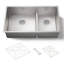 Strive 32" L x 18-5/16" W x 9-5/16" Smart Divide Under-Mount Large/Medium Double-Bowl Kitchen Sink with Basin Rack