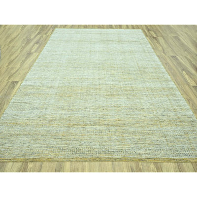 Tapis oriental 11 pi 10 po x 15 pi jaune doré avec motif ivoire, oxydé et patiné avec des chaînes exposées, 100% laine noué à la main surdimensionné, très grand