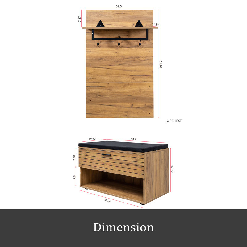 Armoire à chaussures de couloir, portemanteau moderne avec 3 crochets et porte-manteau pour le vestibule