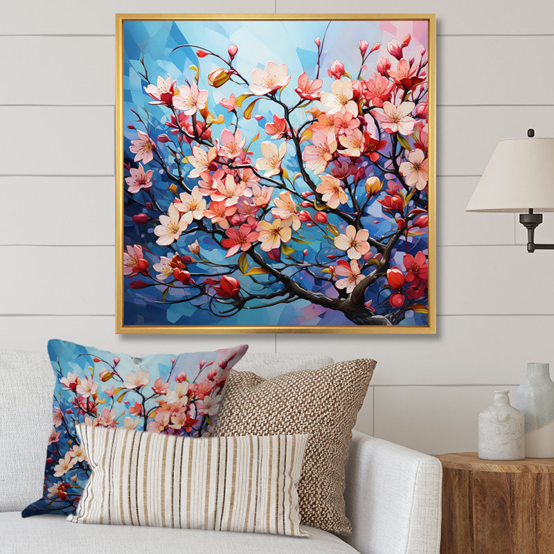 «Apple Blossom Fauvist Delight II», reproduction sur toile, H 30 po x l 30 po x P 1 po, Cadre flottant doré