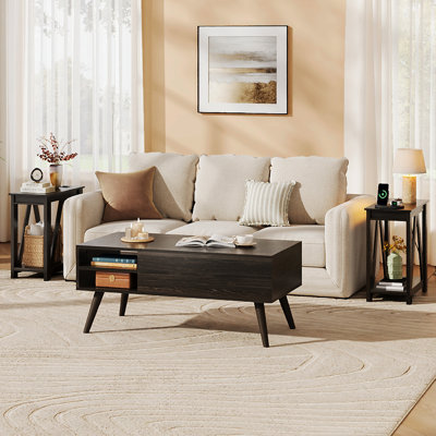 3-Piece Modern 2 Living Room Table Set（ (1 Coffee Table And 2 End Table)