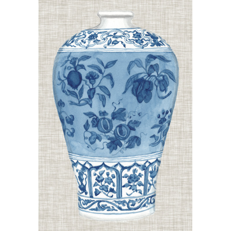 Ming Vase On Linen II by Naomi McCavitt - Wrapped Canvas Print, 91cm H x 61cm W x 3.8cm D
