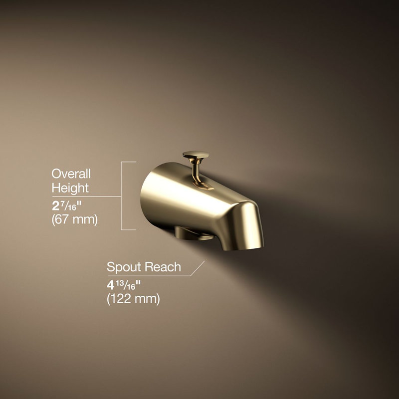 Antique Standard 4-7/8" Diverter Bath Spout with Disc-Shaped Knob, Vibrant French Gold