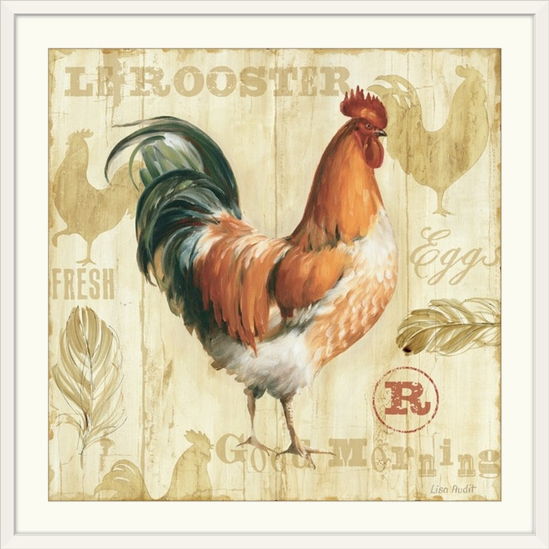 «Joli Rooster I» par Lisa Audit, affiche vintage, H 35 po x l 35 po x P 1,5 po, Toile