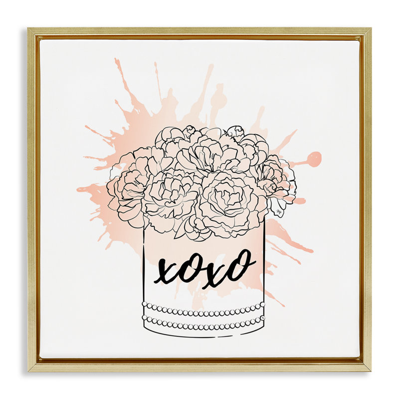 «Xoxo Pastel Flowers» par Martina Pavlova, Cadre flottant métallique doré, H 18 po x l 18 po