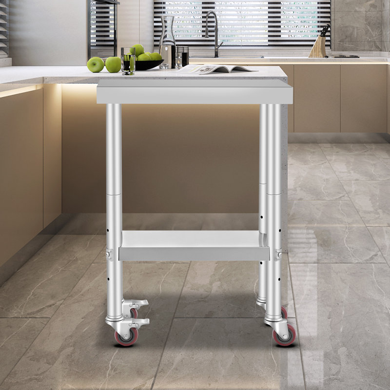 Stainless Steel Adjustable Height Work Table with Wheels