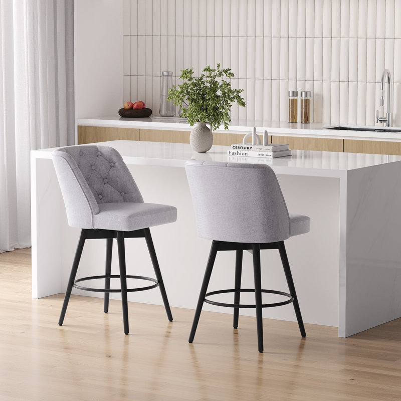 Tabourets de bar pivotants avec dossier, ensemble de 2 tabourets de bar à hauteur de comptoir, chaises de cuisine modernes pour îlot de cuisine