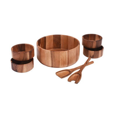 Acacia Wood 7-Piece Salad Bowl Set