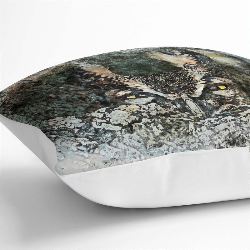 Long-Eared Owl Cushion with Filling, White, 55cm H x 55cm W x 20cm D