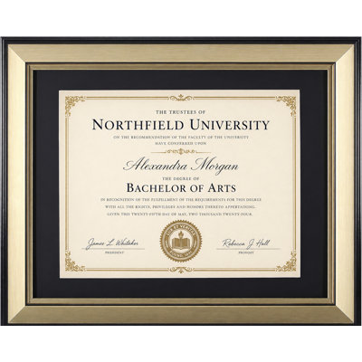 Diploma Picture Frame with Mat, Tempered Glass