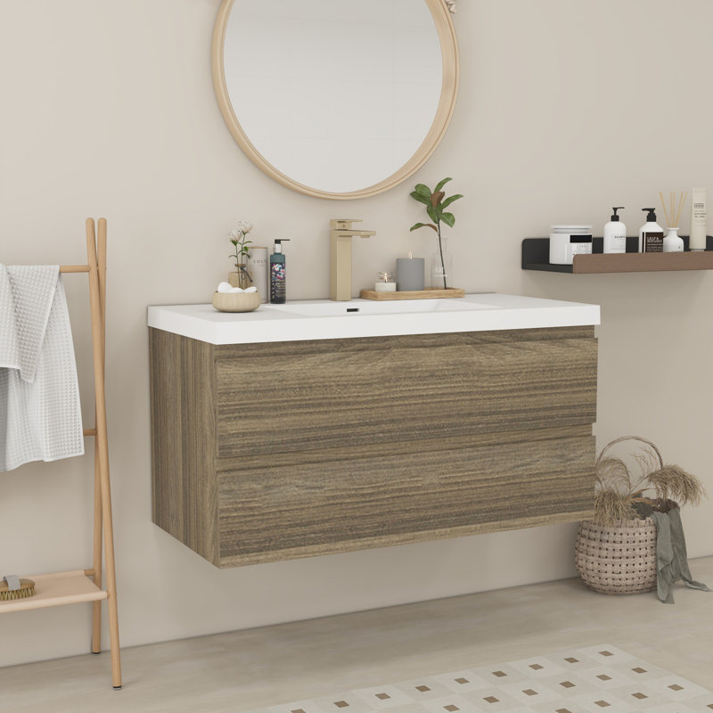 Wall Mounted Bathroom Vanity, Grey