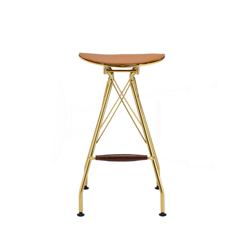 Tabouret de bar Dragea en cuir synthétique et finition dorée (ensemble de 2)
