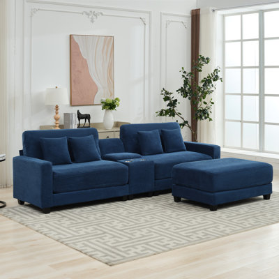 Cottie 111.8" W 3-Piece Reversible Corduroy Sectional