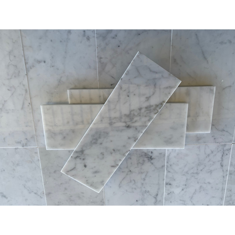 Carrara 4" x 12 " Marble Subway Tile