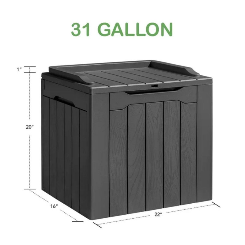 Furmax 31 Gallons Resin Lockable Deck Box (Set of 2), Grey