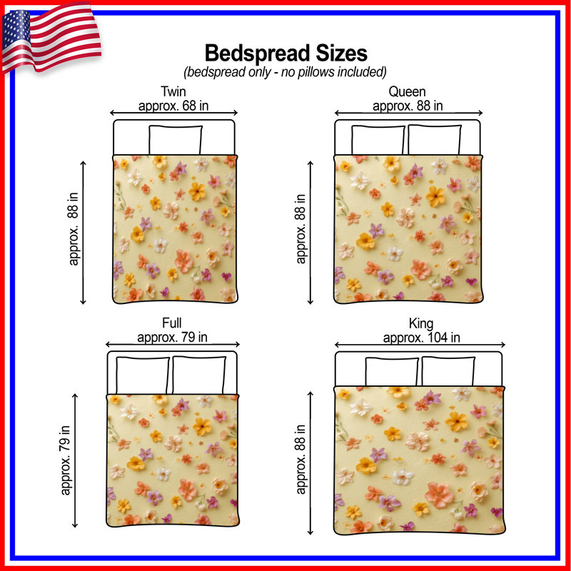 Colourful Floral Arrangement Quilted Bedspread All Sizes, Twin