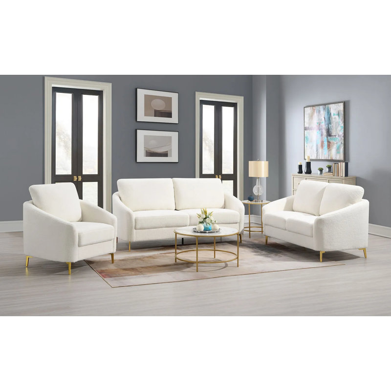 Ensemble de canapé 3 pièces Modern, Boucle blanc