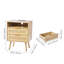 Table de chevet en rotin, table de chevet Boho avec tablette ouverte, table de chevet en bois avec table de bout en rotin et pieds en bois massif, table d'appoint en rotin avec station de charge, pour chambre à coucher, bureau et salon