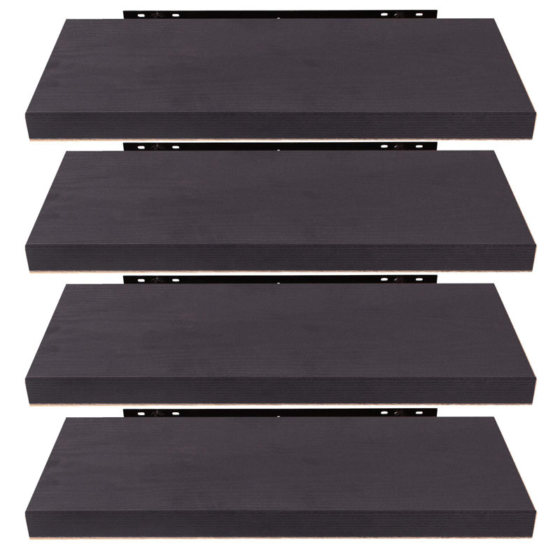 Geatano 4 Piece Floating Shelf, 3.8cm H x 80cm W x 22.9cm D, Black