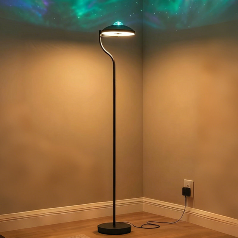 Lampe sur pied 3-en-1, DEL ambiante à transition de couleur cycle, lumière d'eau ondulée et projecteur en étoile avec une conception rotative 350, télécommande magnétique, minuterie pour le salon de la chambre à coucher