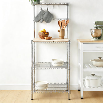 Étagère de boulanger de cuisine, 4 niveaux (chrome)