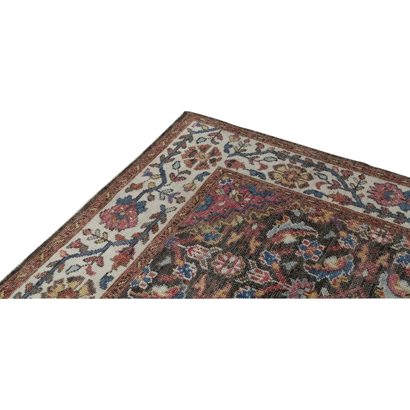 Tapis bleu / rouge / brun noué à la main de haute qualité