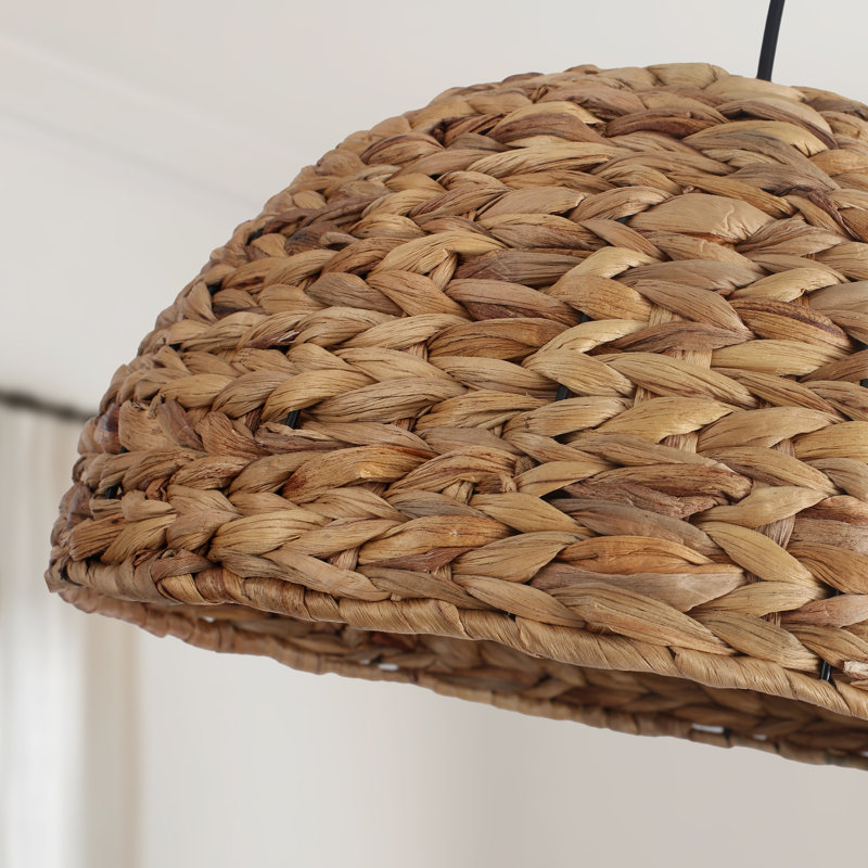 1-Lights Hand-Woven Rattan Dome Natural Pendant Light