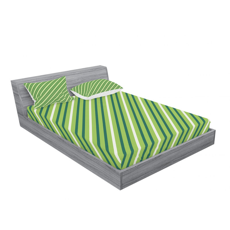 Microfiber Geometric Sheet Set, Full/Double Sheet Set with Fitted Sheet