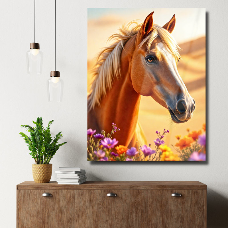Art mural cheval en verre trempé, H 16 po x l 12 po