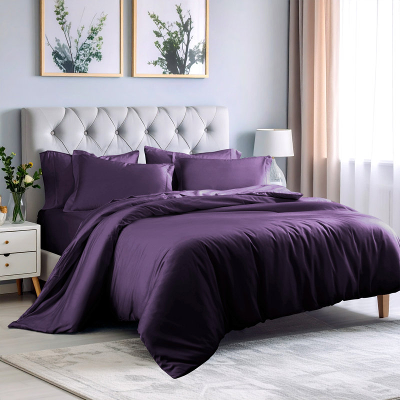 Ensemble de housse de couette 3 pièces Superior & Modern, Housse de couette double/grand, Mauve