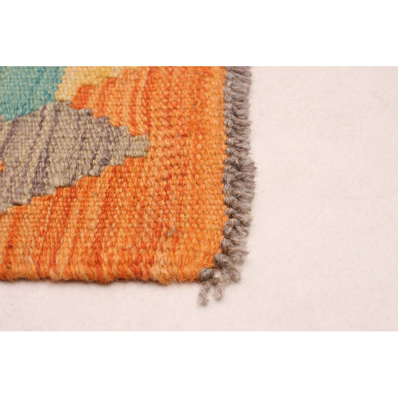 Tapis cyan / orange unique 4 pi 10 po x 6 pi 5 po Neutra