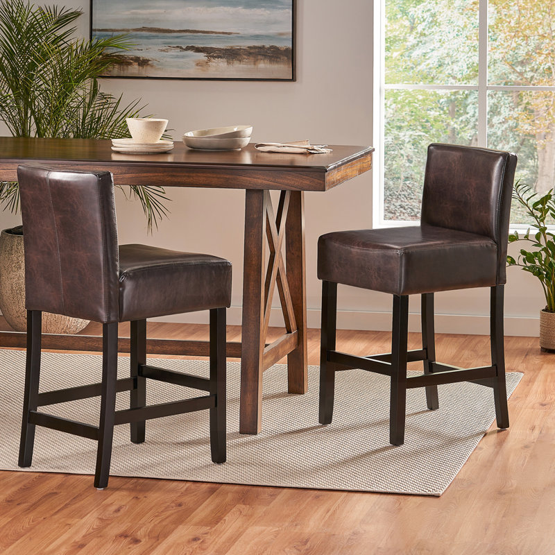 26-inch Brown Leather Counter stools