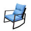 Ensemble de 2 chaises de jardin bistro avec coussins bleus - Acier thermolaqué et PE - Idéal pour jardin, pelouse, bord de piscine - Style moderne - 3 pièces