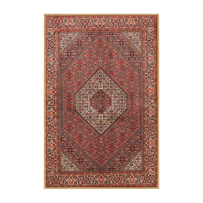 Tapis en laine rouge / beige