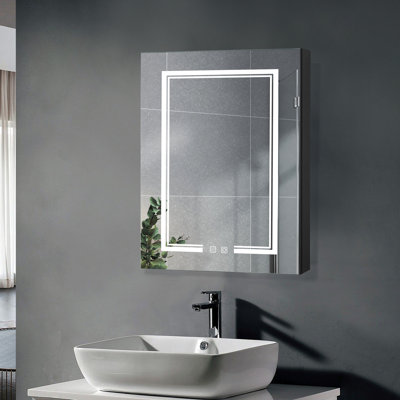 Bezarez 50.8mm W 71.12mm H Recessed Frameless Medicine Cabinet Mirror 3 Fixed
