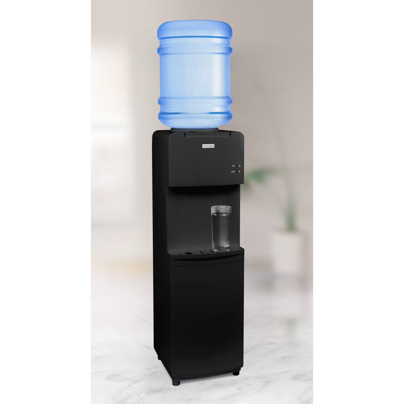 Black Freestanding Top Loading Hot and Cold Water Dispenser