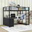 Lit mezzanine en métal avec bureau en L et garde-robe, échelle-1199832196-1199832197