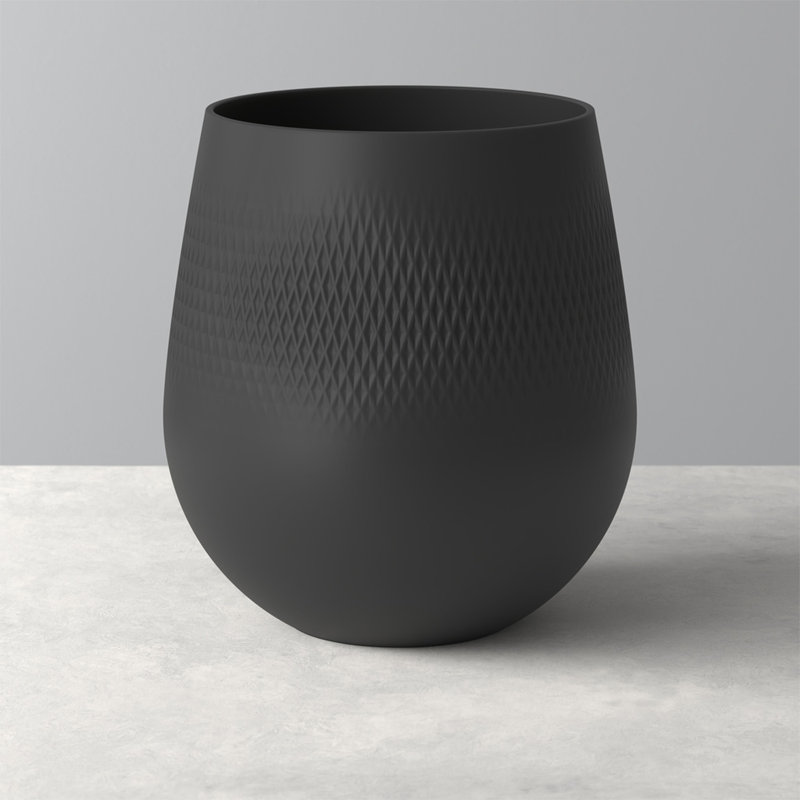 Grand vase Villeroy & Boch, Noir mat, H 9 po x l 8,25 po x P 8,25 po