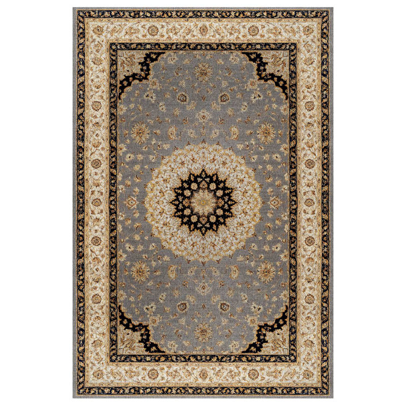 Harem Collection Digital Print Cotton-Polyester Brown Gray Oriental Rug, Runner 4' x 10'6"