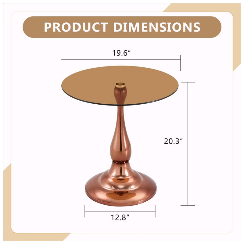 Table de bout ronde 19,6 pouces, Brown,Rose Gold